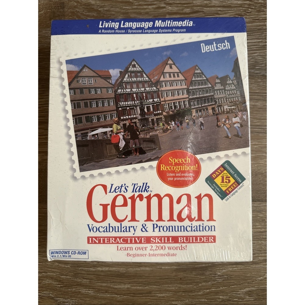 Vintage German Language Learning Software CD-ROM Sealed Windows 3.1 Living